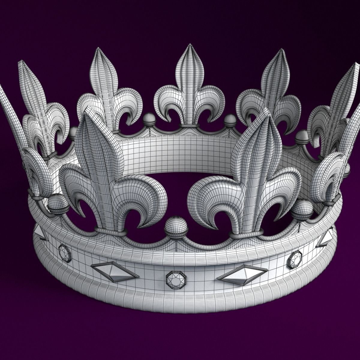 Crown golden Low-poly 3D model_4
