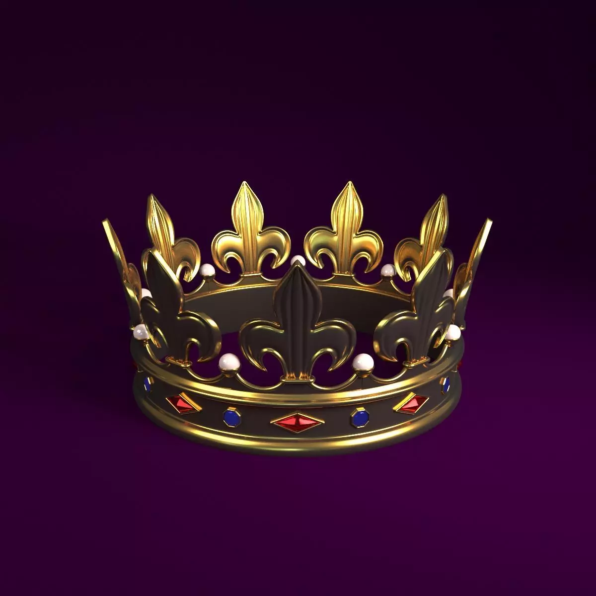 Crown golden Low-poly 3D model_0