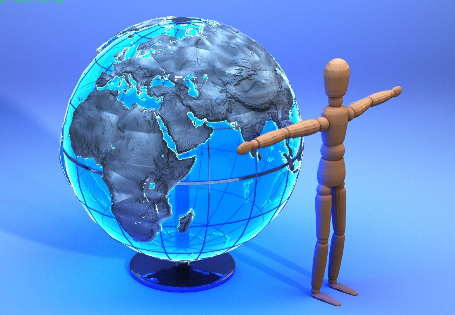 Wire Earth Globe High details and BONUS Low-poly 3D model_7