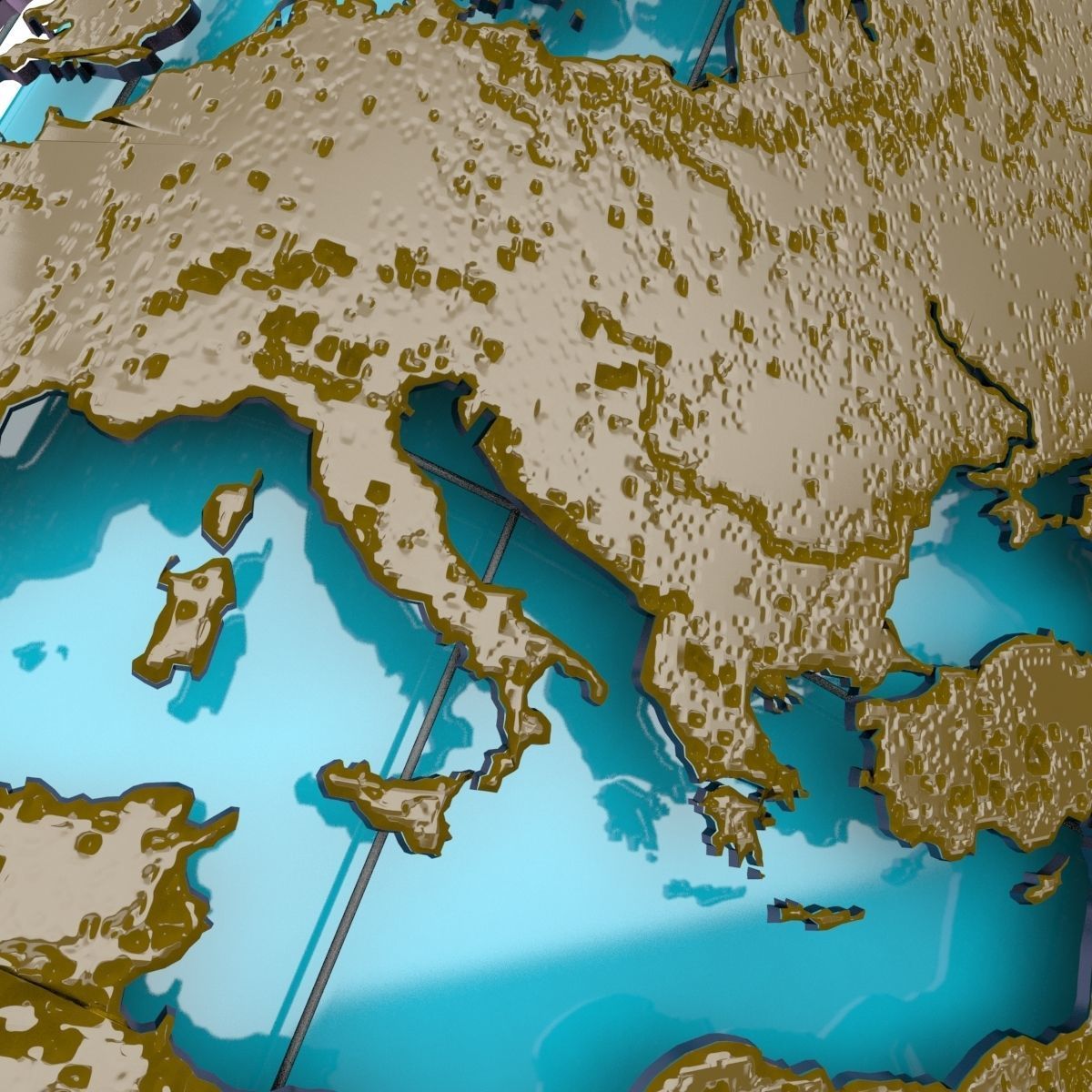 Wire Earth Globe High details and BONUS Low-poly 3D model_4