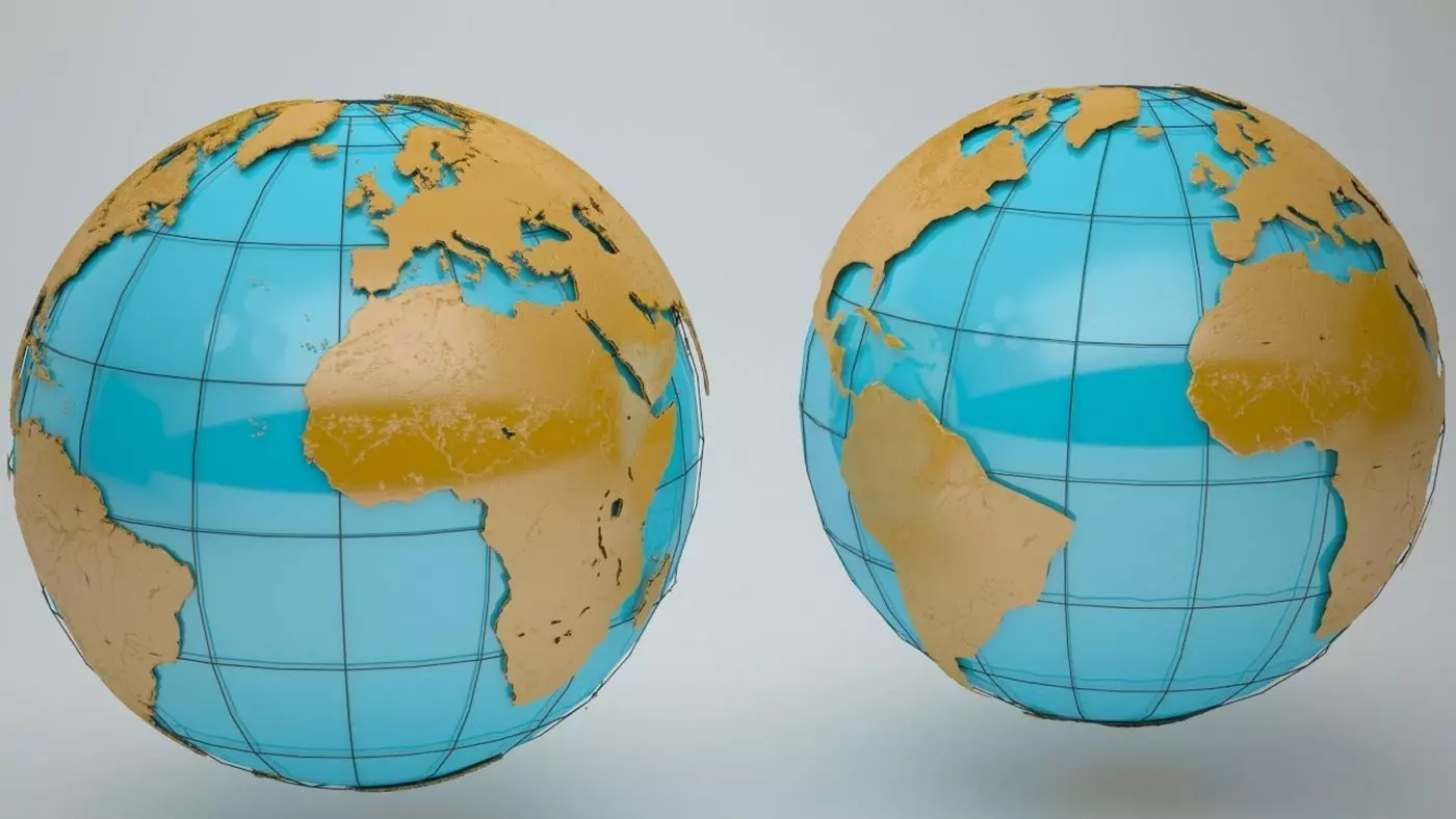Wire Earth Globe High details and BONUS Low-poly 3D model_0