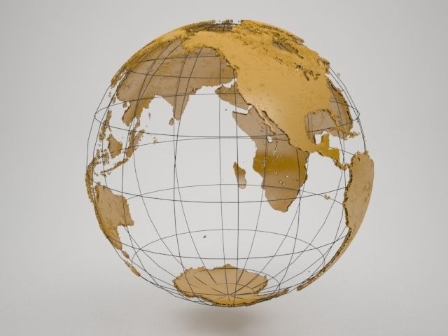 Wire Earth Globe High details and BONUS Low-poly 3D model_1