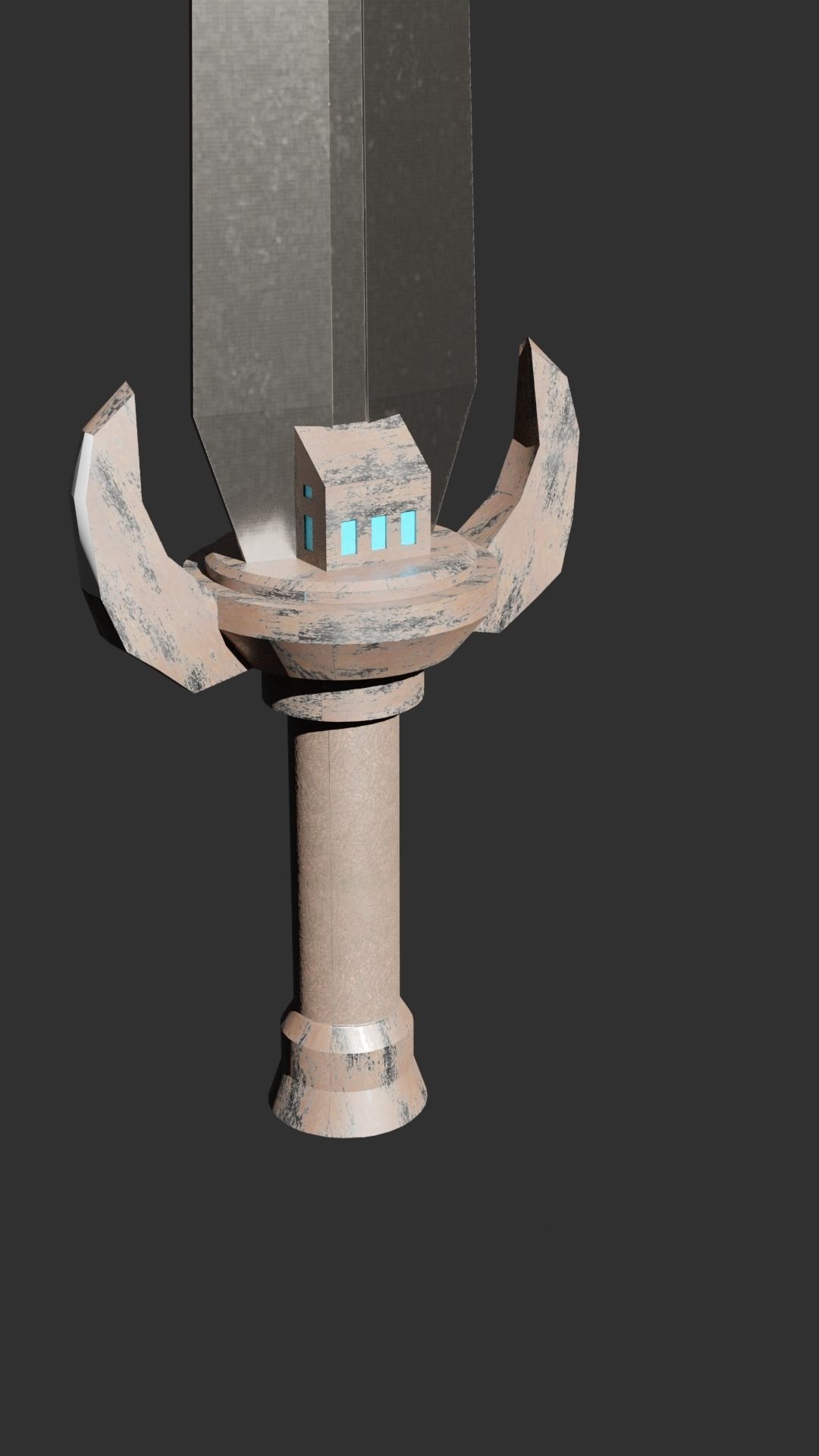 Low poly scifi claymore Low-poly 3D model_2