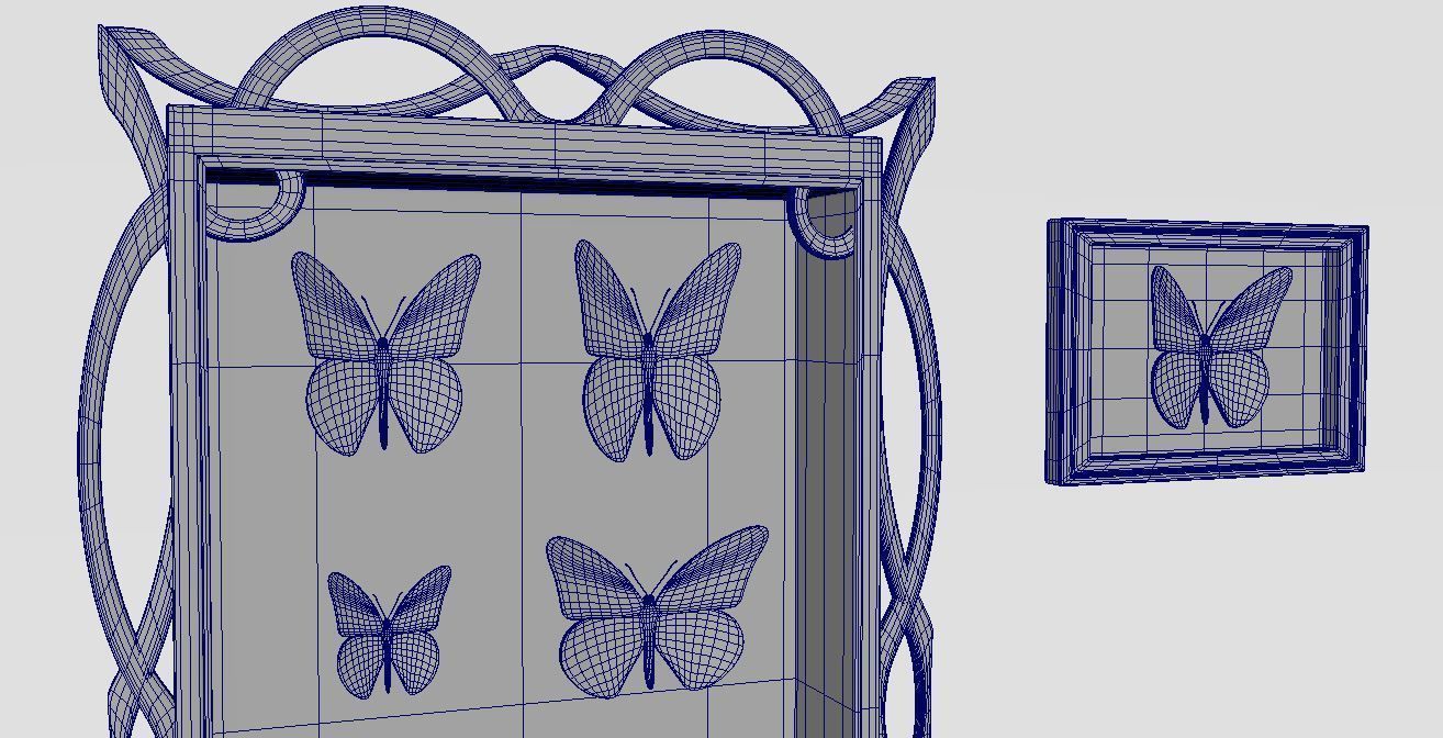 Frame with Butterflies Low-poly 3D model_8