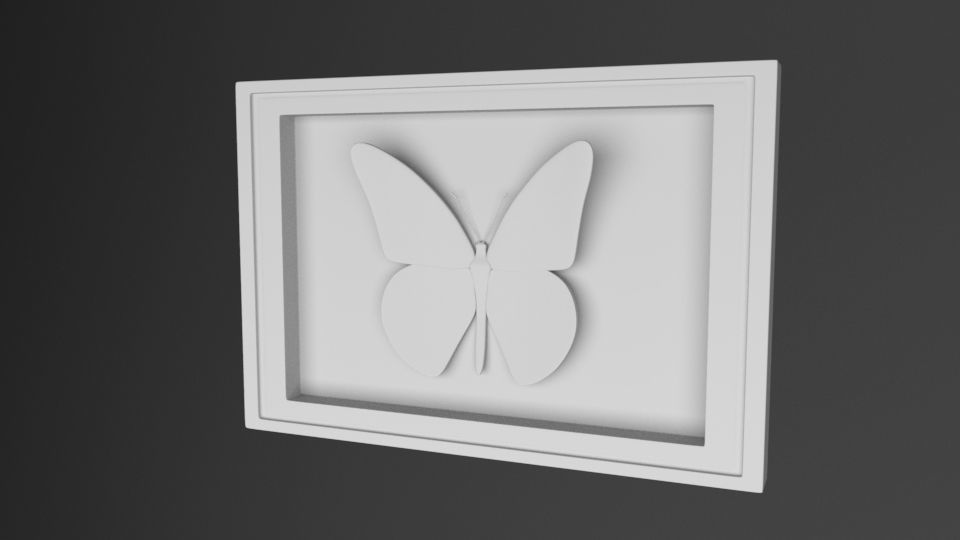 Frame with Butterflies Low-poly 3D model_5