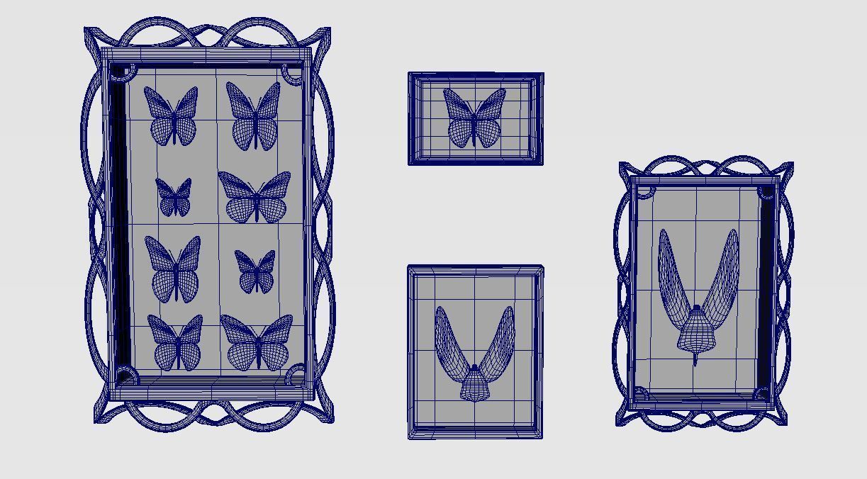 Frame with Butterflies Low-poly 3D model_7