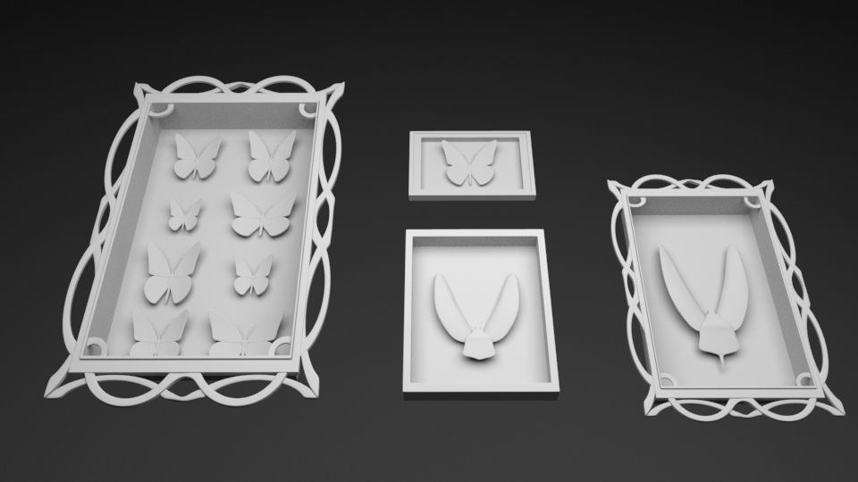 Frame with Butterflies Low-poly 3D model_2