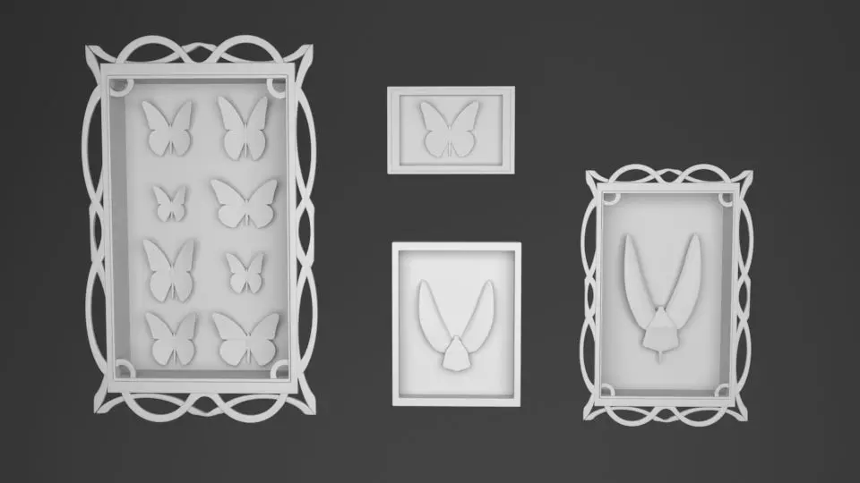 Frame with Butterflies Low-poly 3D model_0