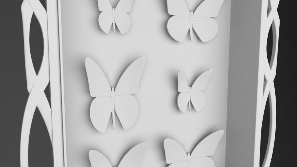 Frame with Butterflies Low-poly 3D model_3