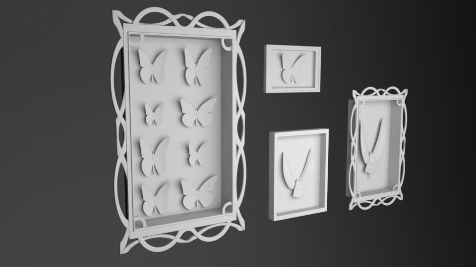 Frame with Butterflies Low-poly 3D model_1