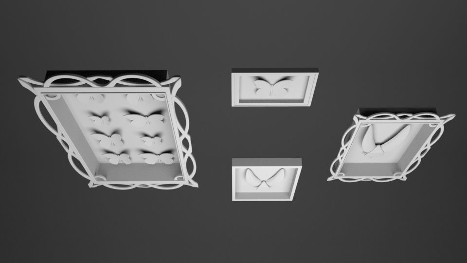 Frame with Butterflies Low-poly 3D model_6