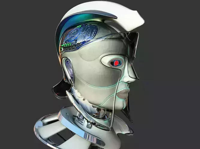 Robotic spartan woman head