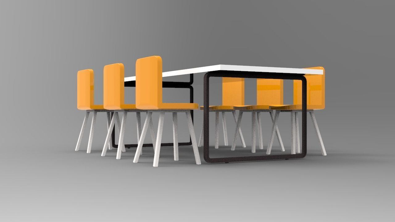 Rectangular Table 3D model_2