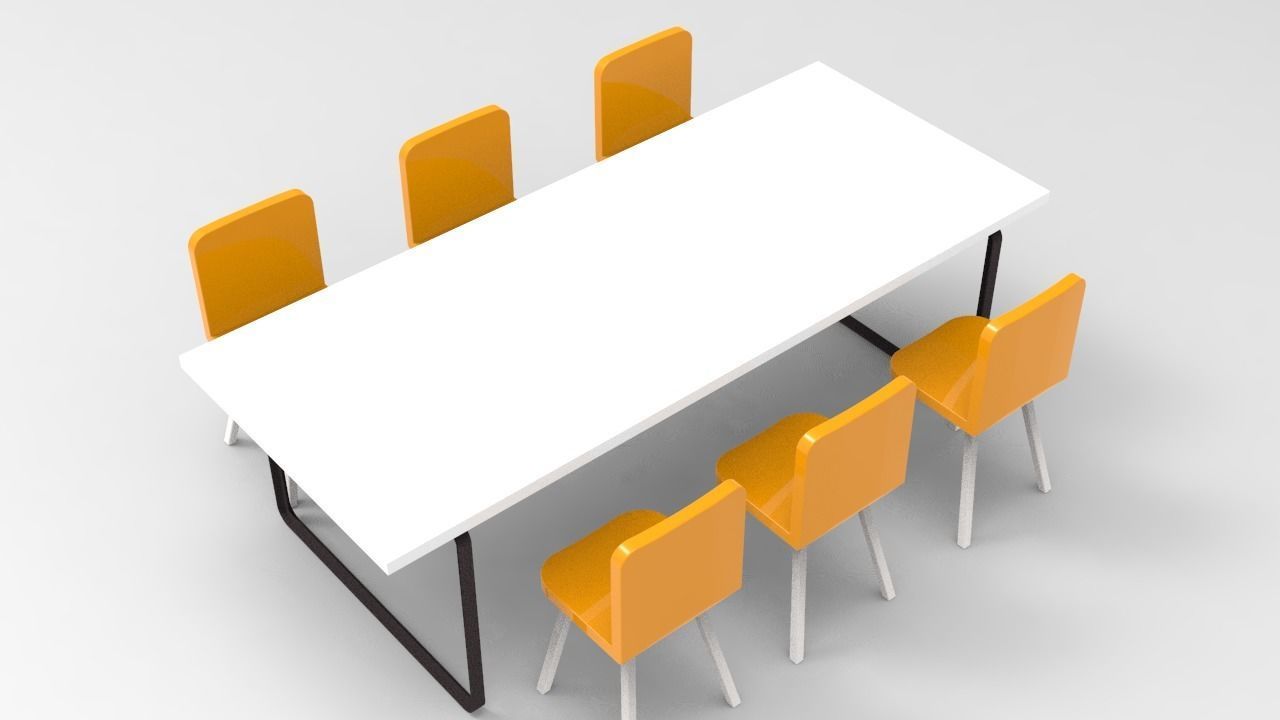Rectangular Table 3D model_5
