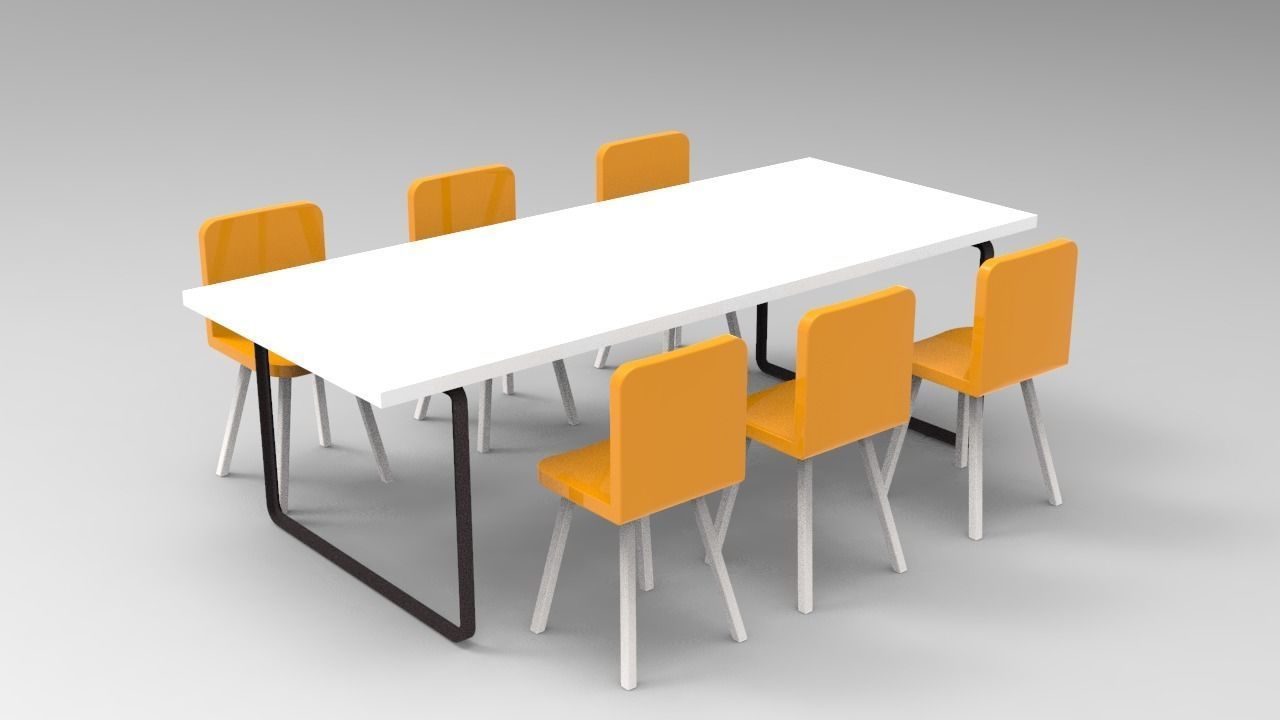 Rectangular Table 3D model_3