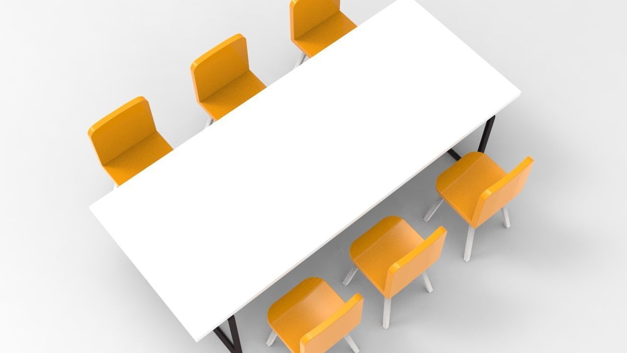 Rectangular Table 3D model_7