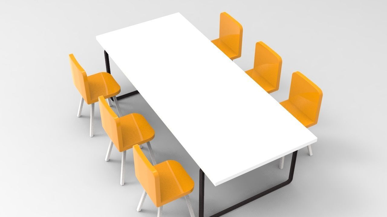 Rectangular Table 3D model_6