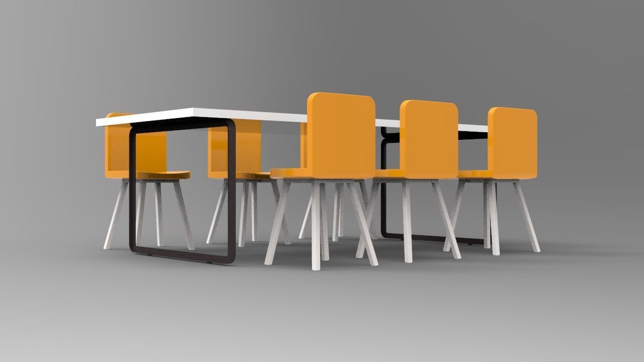 Rectangular Table 3D model_4