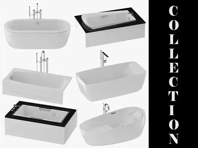 6 Bathtubs Collection bathtub with two faucets