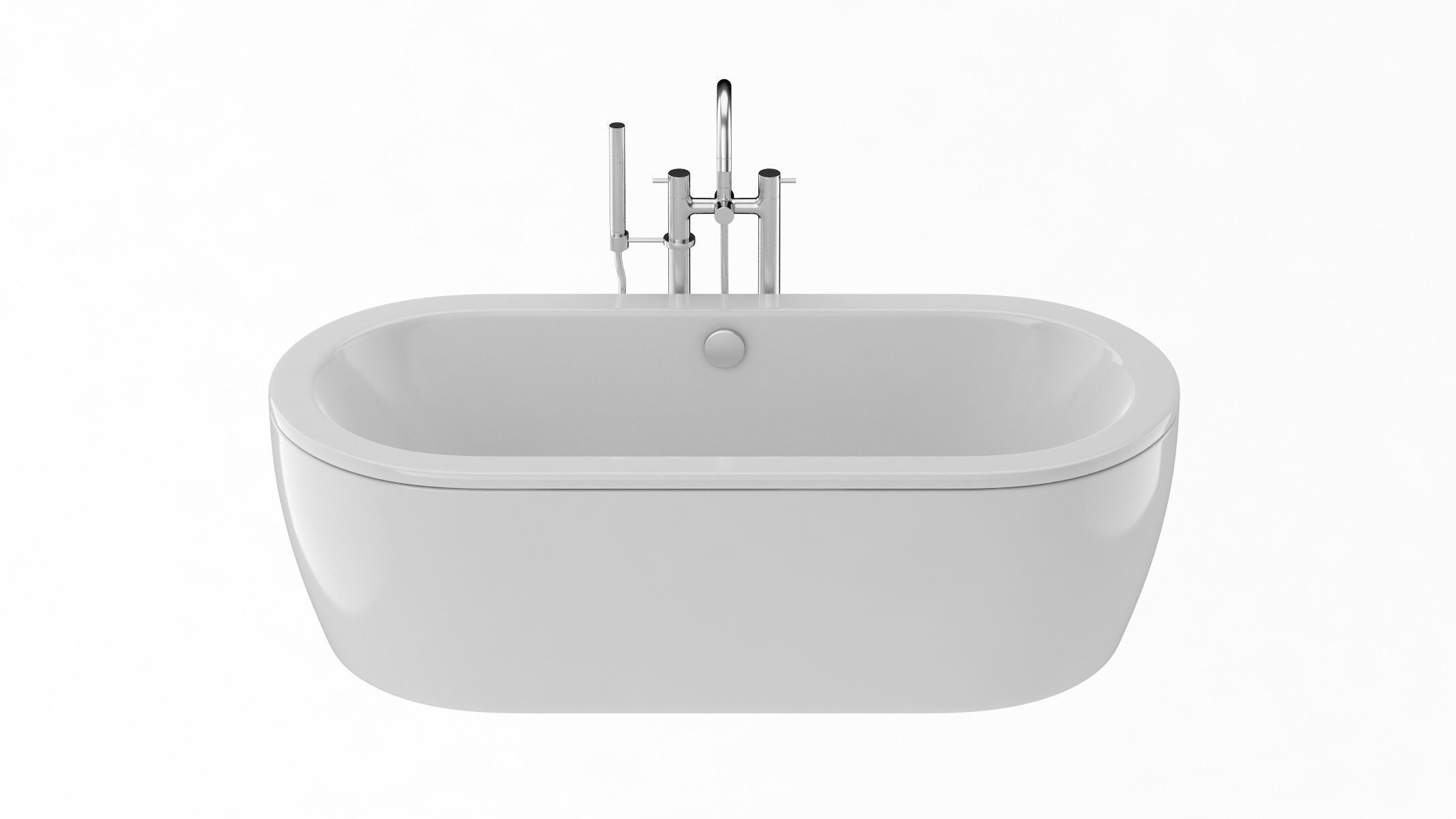 6 Bathtubs Collection bathtub with two faucets 3D model_4