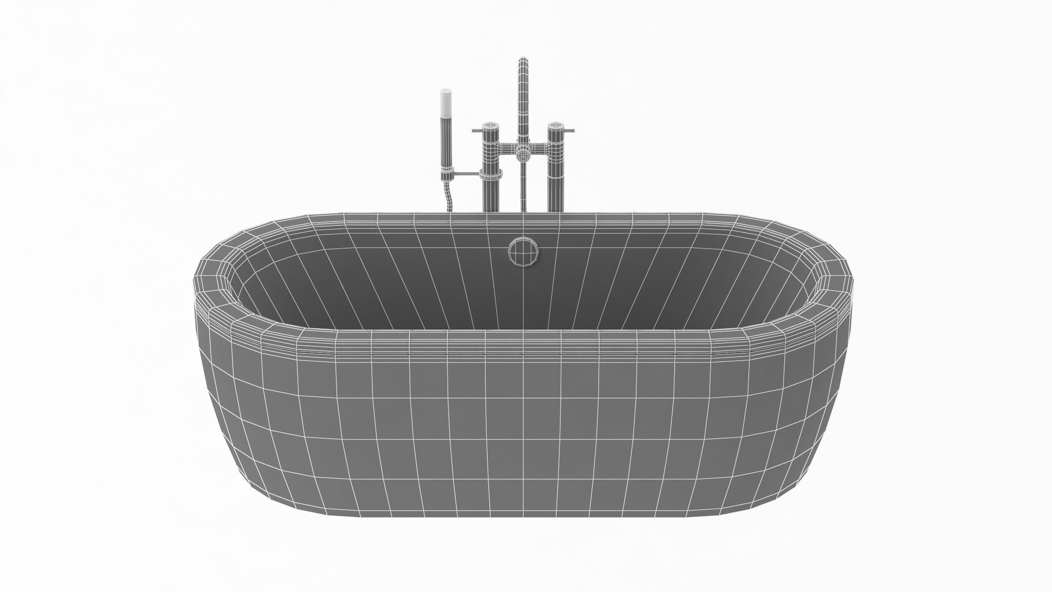 6 Bathtubs Collection bathtub with two faucets 3D model_5