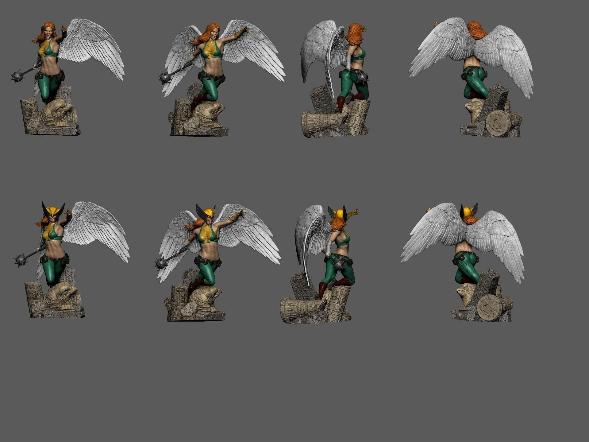 Hawkgirl Statue 3D print model_9