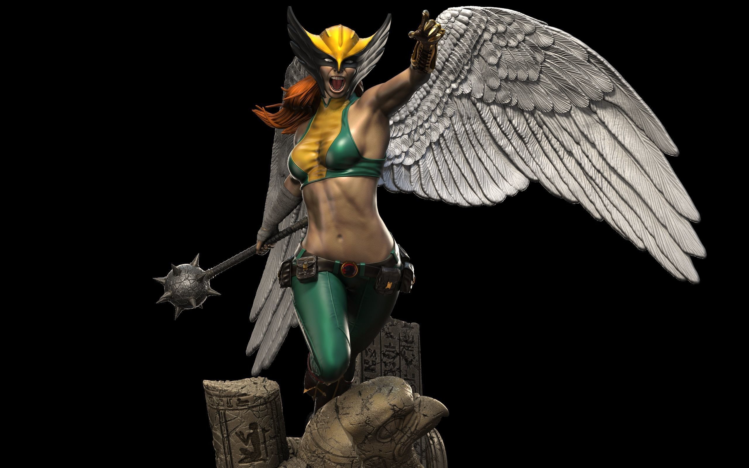 Hawkgirl Statue 3D print model_5