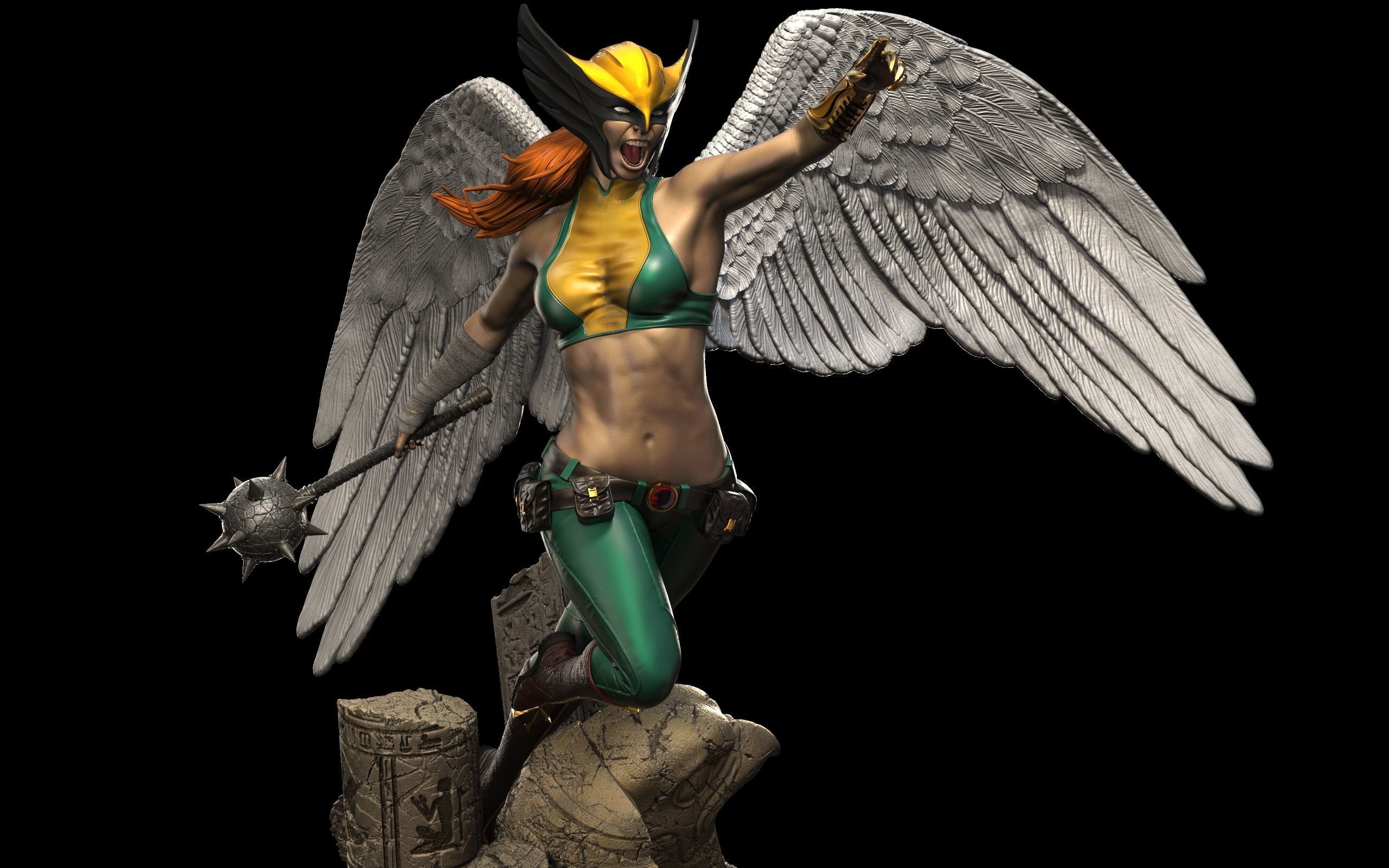 Hawkgirl Statue 3D print model_4