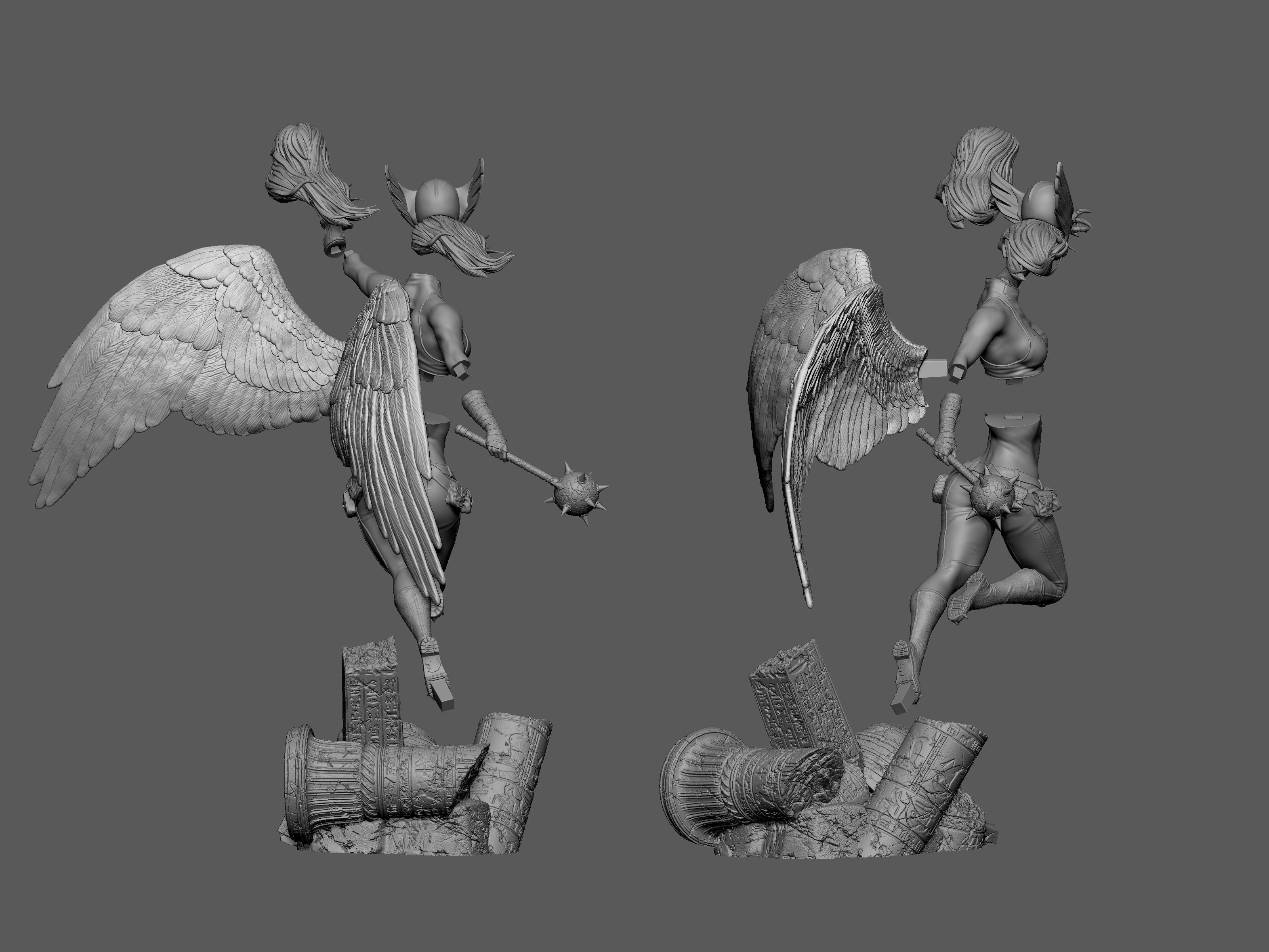 Hawkgirl Statue 3D print model_10