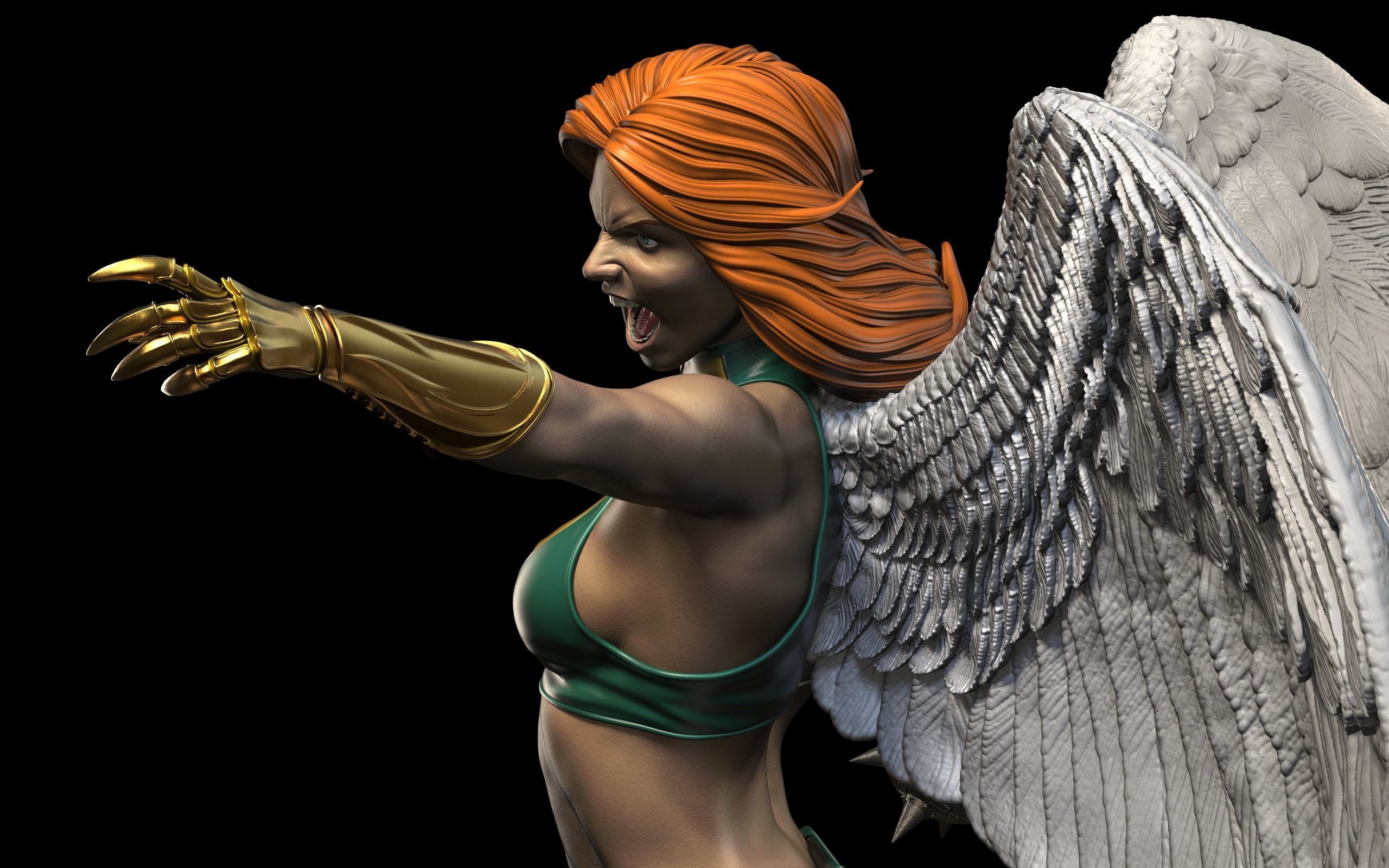 Hawkgirl Statue 3D print model_1
