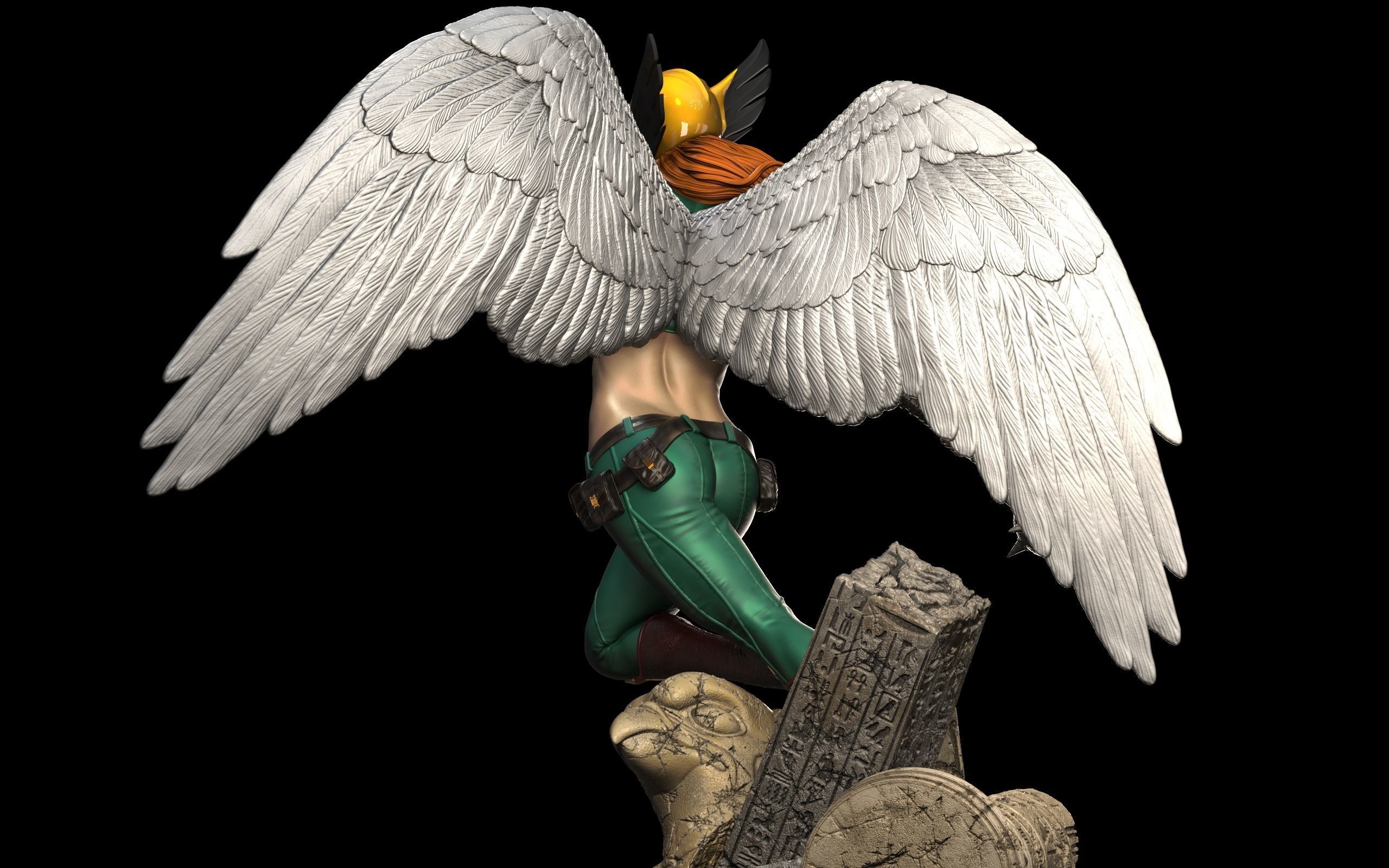 Hawkgirl Statue 3D print model_7