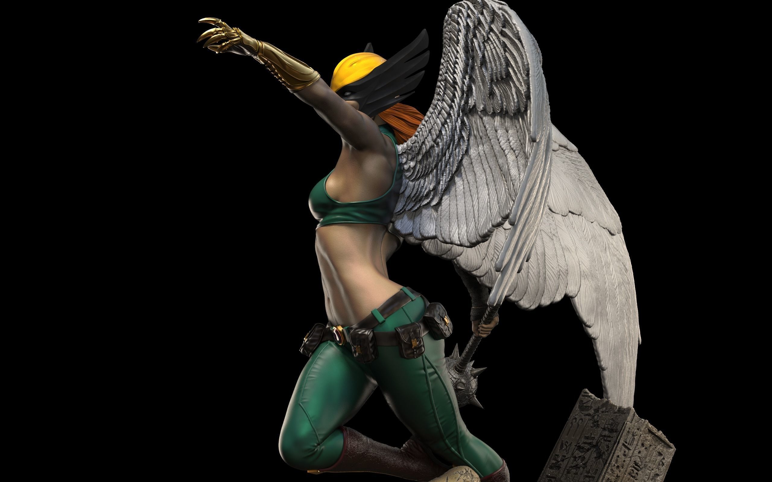 Hawkgirl Statue 3D print model_6