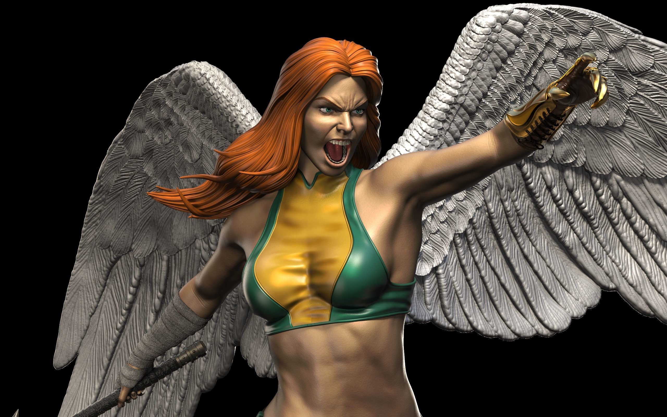 Hawkgirl Statue 3D print model_3