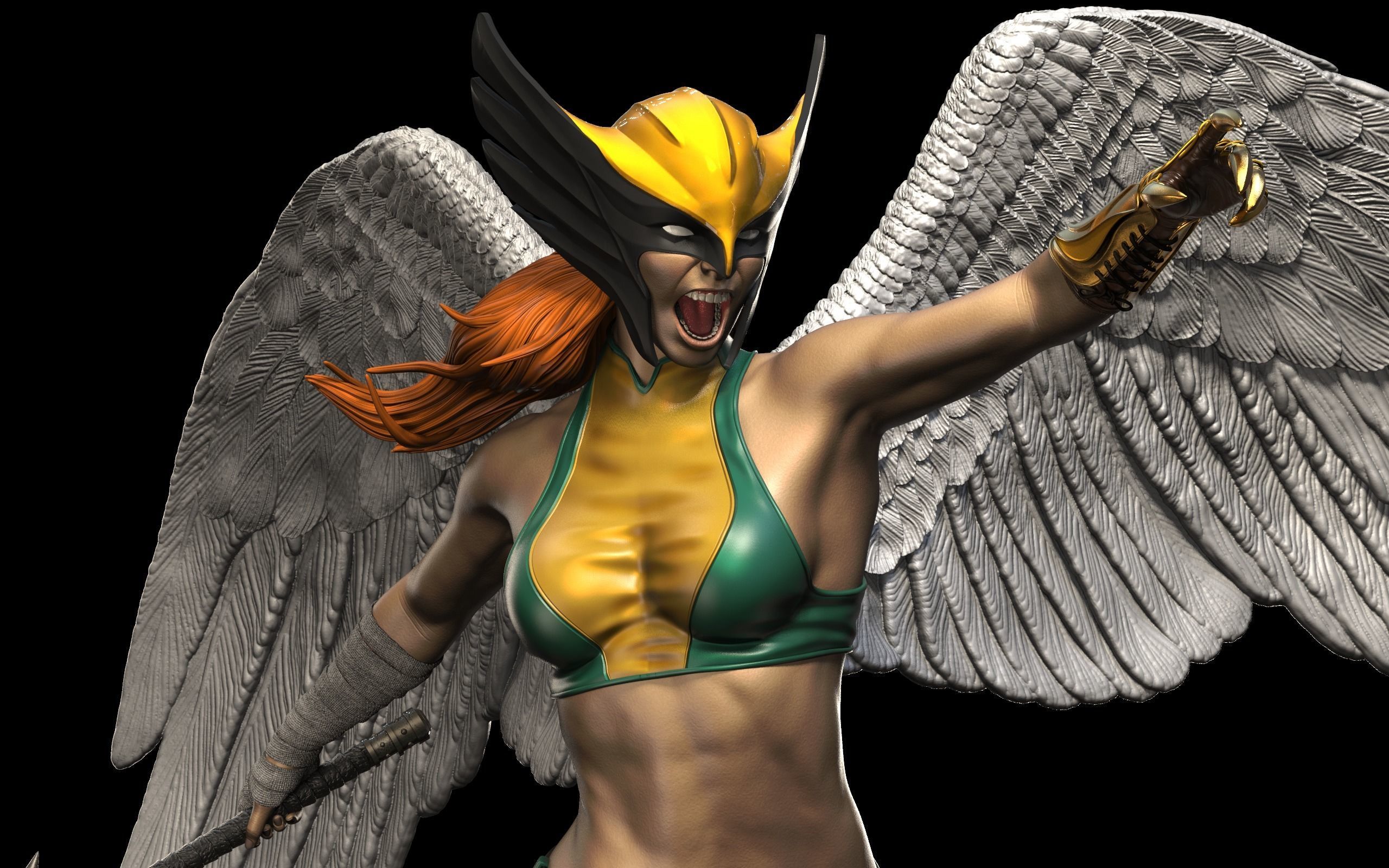 Hawkgirl Statue 3D print model_2