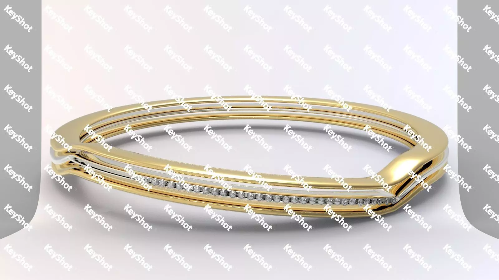 rings gold bangle with diamonds 3D print model
