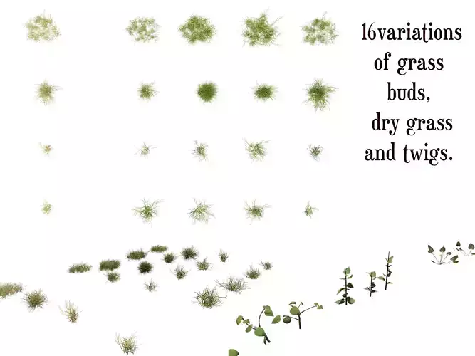 grass 3d asset pack ideal for terrains 3D model