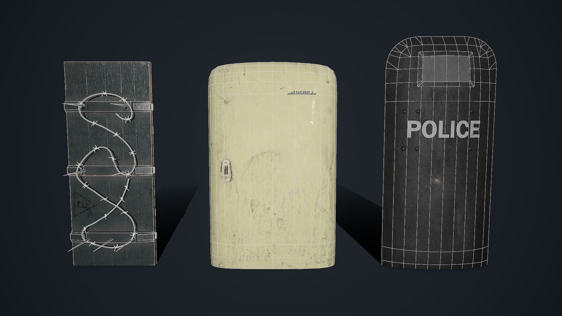 Custom Post-Apocalypse Shields Bundle Low-poly 3D model_2