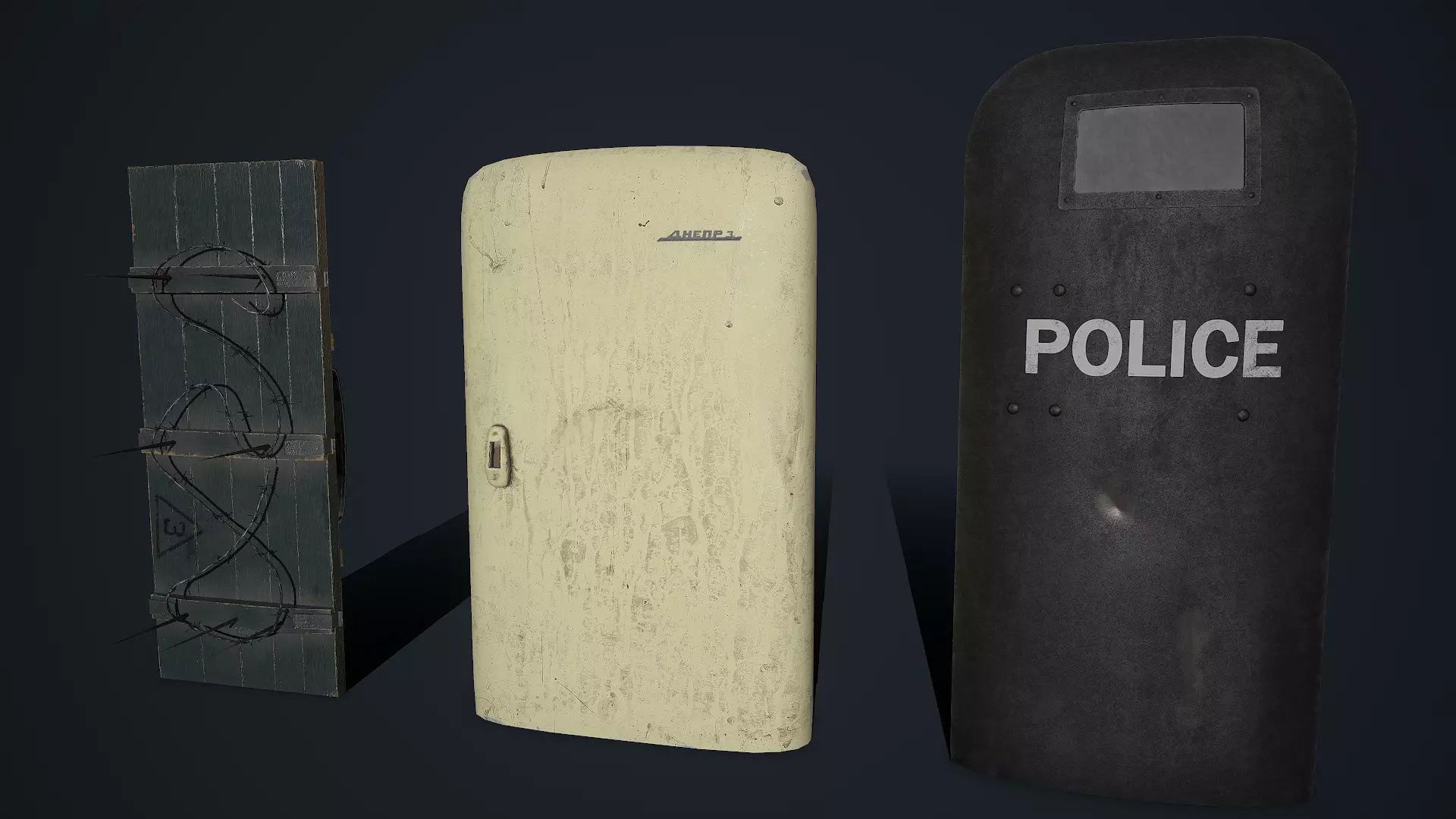 Custom Post-Apocalypse Shields Bundle Low-poly 3D model_0