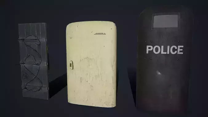 Custom Post-Apocalypse Shields Bundle Low-poly 3D model