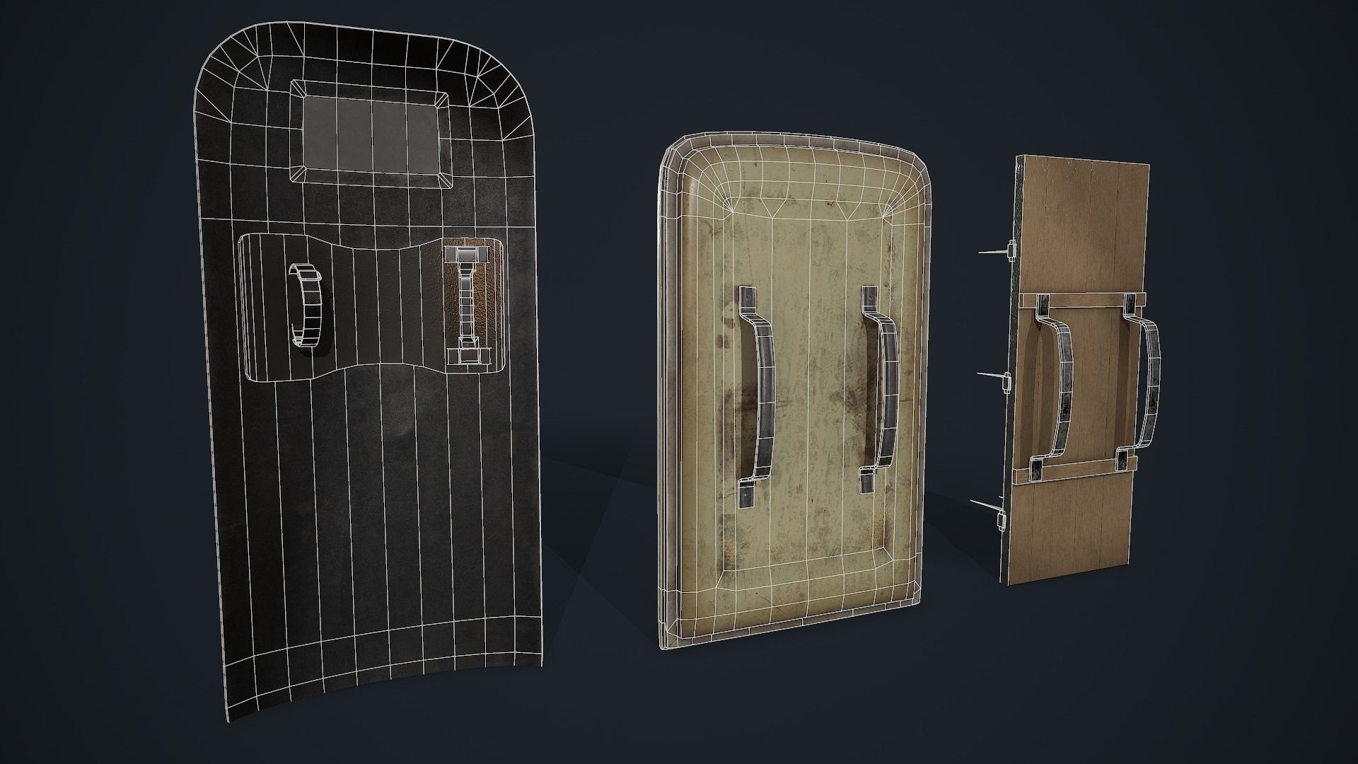 Custom Post-Apocalypse Shields Bundle Low-poly 3D model_3