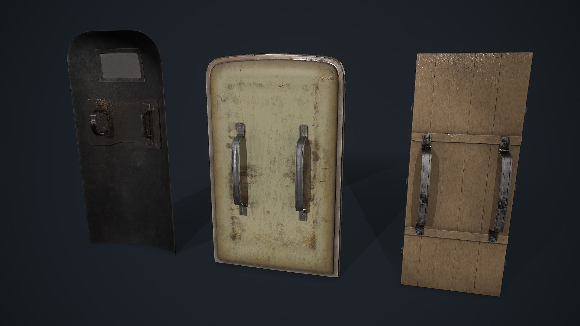 Custom Post-Apocalypse Shields Bundle Low-poly 3D model_1