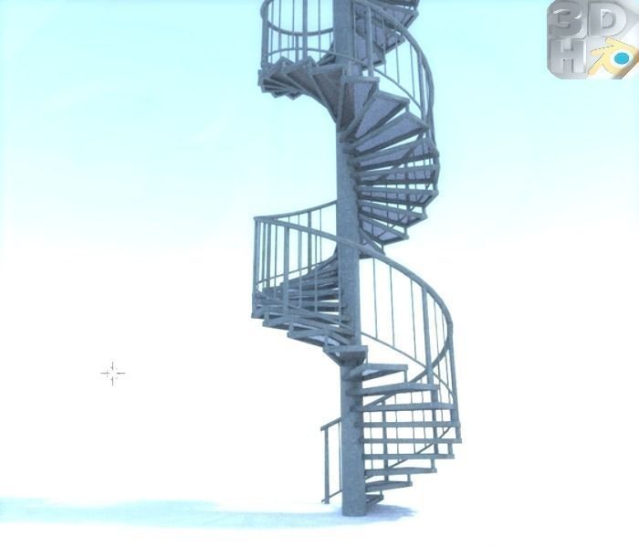 Aluminum spiral staircases  Free low-poly 3D model_4
