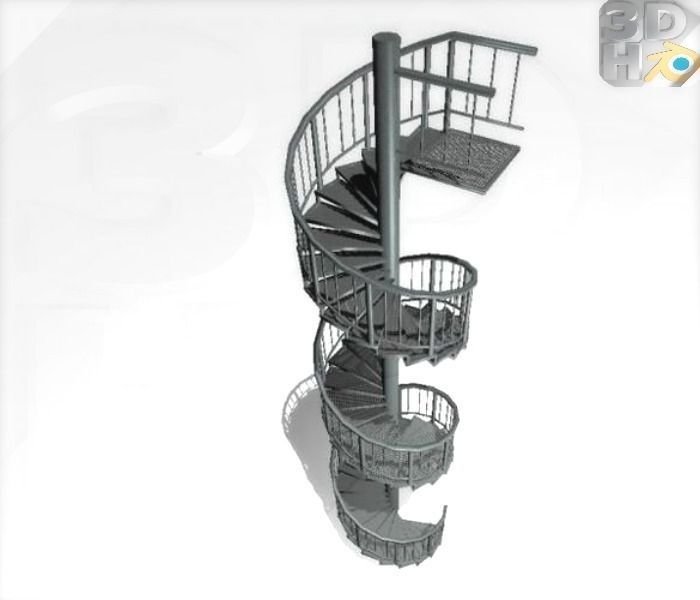 Aluminum spiral staircases  Free low-poly 3D model_0