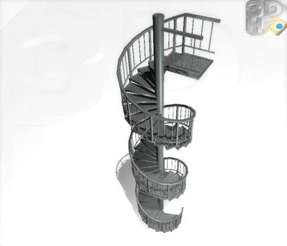 Aluminum spiral staircases  Free low-poly 3D model