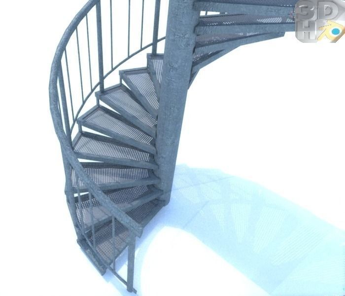 Aluminum spiral staircases  Free low-poly 3D model_10