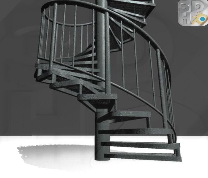 Aluminum spiral staircases  Free low-poly 3D model_3