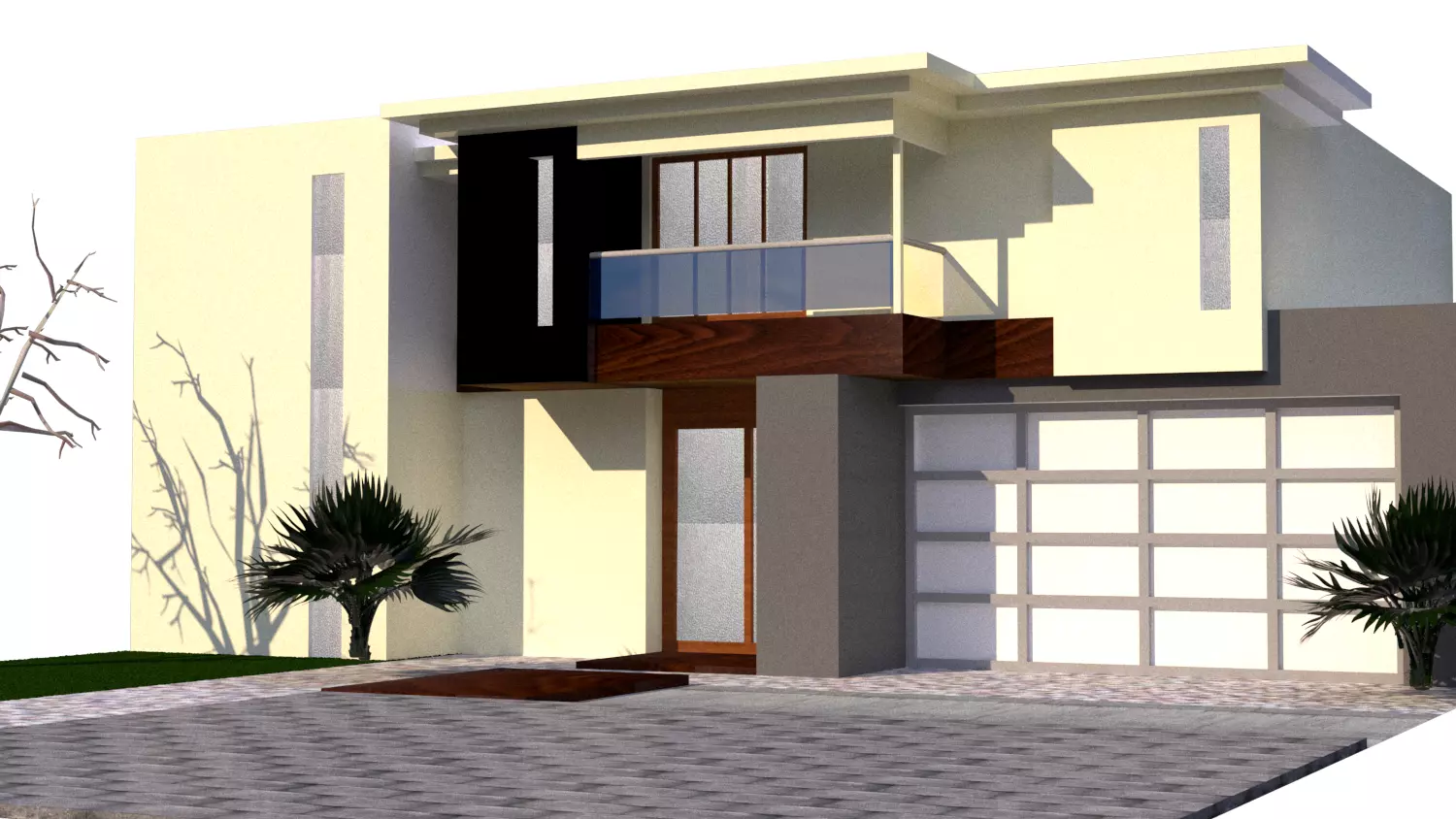 3d house modern with two stories and garage 3D model_0