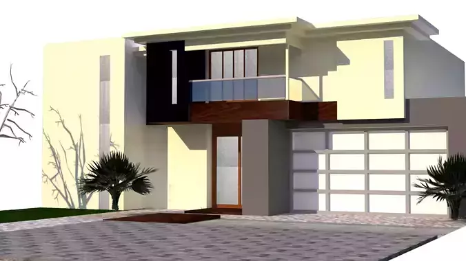 3d house modern with two stories and garage