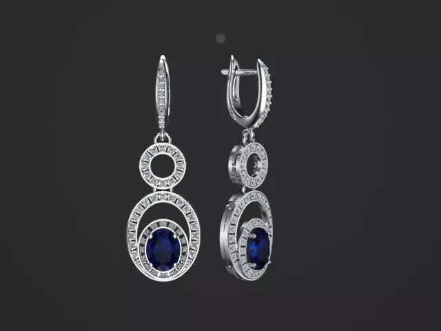 earrings gem 3D print model_0