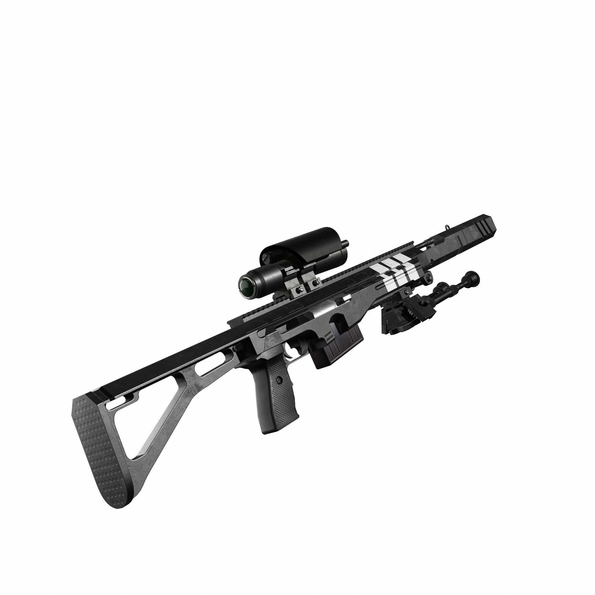Modern Sci-fi Sniper Rifle AAA FPS Game Ready Weapon Asset  Low-poly 3D model_8